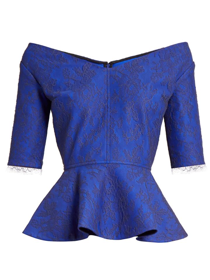 Emilio De La Morena Lace-overlay Peplum-hem Top