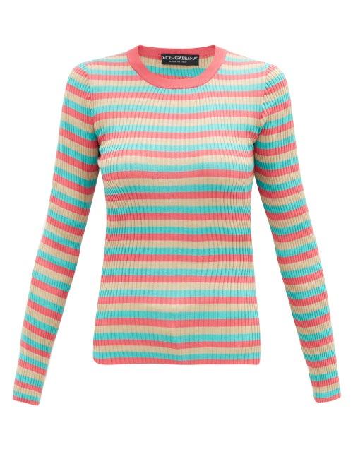 Matchesfashion.com Dolce & Gabbana - Striped Ribbed Silk-jersey Sweater - Womens - Multi