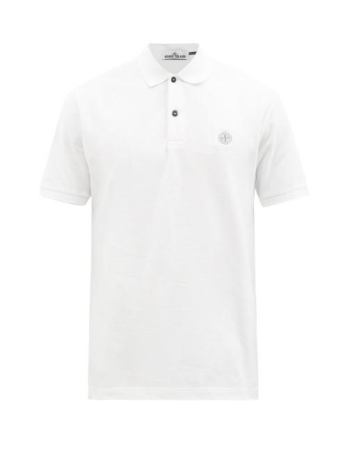 Stone Island - Logo-patch Cotton-piqu Polo Shirt - Mens - White