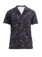 Matchesfashion.com Officine Gnrale - Dario Short-sleeved Dot-print Cotton Shirt - Mens - Navy Multi