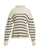 Matchesfashion.com Isabel Marant Toile - Georgia Striped Knitted High Neck Sweater - Womens - White Black