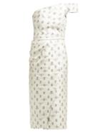 Matchesfashion.com Johanna Ortiz - Little Details Insect Print Satin Midi Dress - Womens - Silver Multi