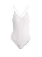 Matchesfashion.com Ephemera - Laced Back V Neck Swimsuit - Womens - White
