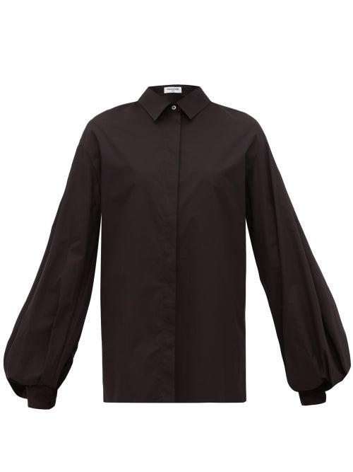 Matchesfashion.com Franoise - Balloon Sleeve Cotton Poplin Shirt - Womens - Black