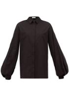Matchesfashion.com Franoise - Balloon Sleeve Cotton Poplin Shirt - Womens - Black