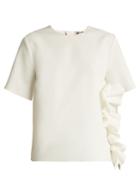 Msgm Ruffled Stretch-crepe Top
