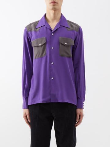 Needles - Cowboy Flap-pocket Sateen Shirt - Mens - Purple