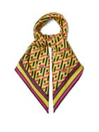 Versace - Greca-print Silk Scarf - Womens - Yellow Multi