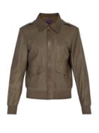 Matchesfashion.com Ralph Lauren Purple Label - Henfield Leather Aviator Jacket - Mens - Grey