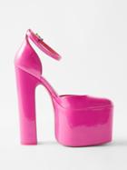 Valentino Garavani - Discobox 180 Leather Platform Pumps - Womens - Pink