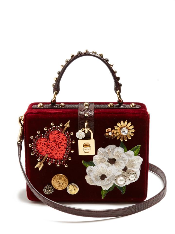 Dolce & Gabbana Dolce Box Embellished Velvet Bag
