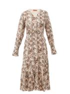 Matchesfashion.com Altuzarra - Martha Snake-print Silk Midi Dress - Womens - Ivory
