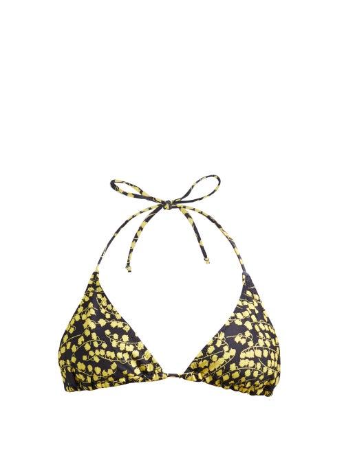 Matchesfashion.com Ganni - Caradonna Floral-print Bikini Top - Womens - Black