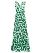 Matchesfashion.com Borgo De Nor - Mila Floral Print Cotton Poplin Maxi Dress - Womens - Green White
