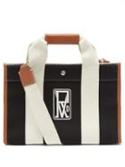 Rue De Verneuil - Traveller Leather-trim Logo-print Canvas Tote Bag - Womens - Black White