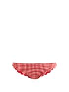 Matchesfashion.com Marysia - Broadway Gingham Scallop Edged Bikini Briefs - Womens - Red