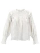 Matchesfashion.com Sea - Geneva Smocked Ramie Blouse - Womens - White