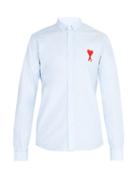 Matchesfashion.com Ami - Ami De Coeur Embroidered Cotton Shirt - Mens - Light Blue