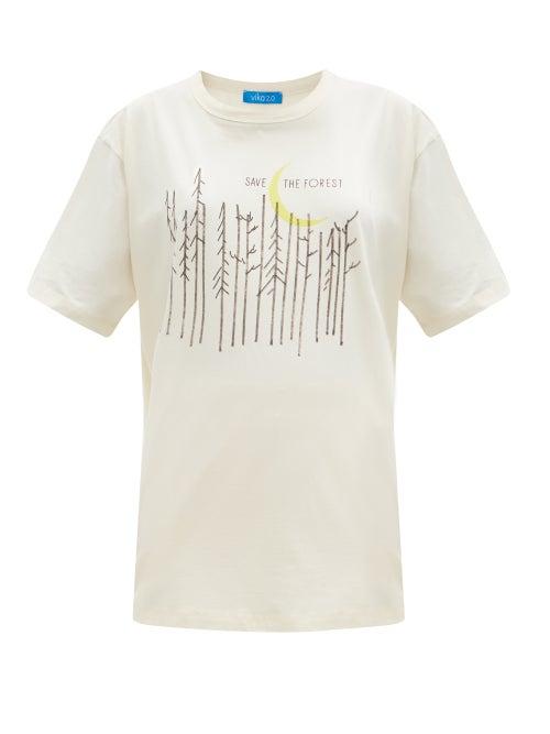 Matchesfashion.com Vika 2.0 - Save The Forest-print Organic-cotton T-shirt - Womens - Cream