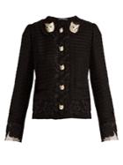 Dolce & Gabbana Cat-button Wool-blend Tweed Jacket