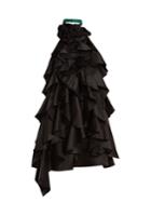 Saint Laurent Ruffle-embellished Open-back Halterneck Silk Dress