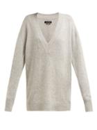 Matchesfashion.com Isabel Marant - Cadzi Oversized V Neck Cashmere Sweater - Womens - Light Grey