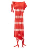 Matchesfashion.com Loewe Paula's Ibiza - Knotted Tie-dye Silk-cotton Dress - Womens - Red White
