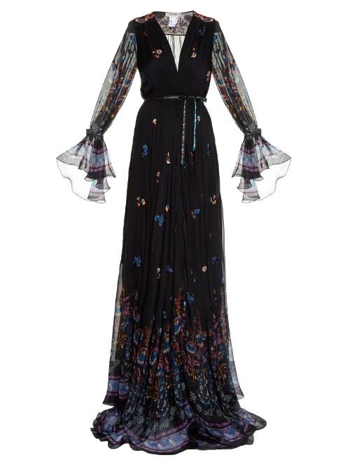 Etro Flower-print Embroidered Gown