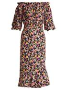 Matchesfashion.com Saloni - Grace Mirage Print Silk Dress - Womens - Black Multi