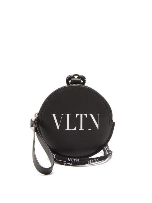 Matchesfashion.com Valentino - Vltn Logo Print Leather Coin Purse - Mens - Black