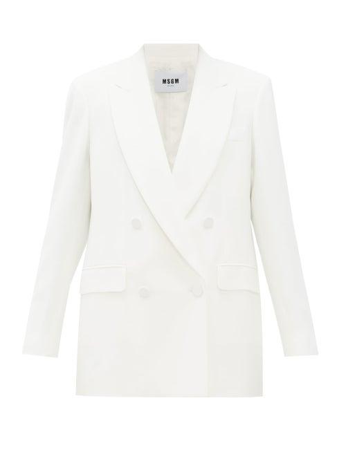 Matchesfashion.com Msgm - Double Breasted Crpe Blazer - Womens - White