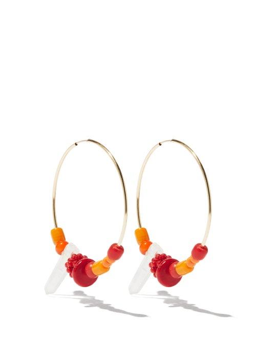 Musa By Bobbie - Coral & 14kt Gold-filled Hoop Earrings - Womens - Orange