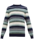 Matchesfashion.com A.p.c. - Jacquard-stripe Cotton Sweater - Mens - Navy Multi