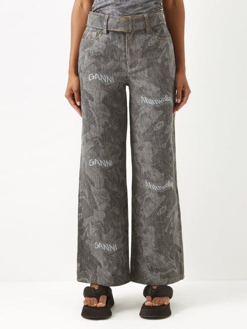 Ganni - X Ahluwalia Upcycled-denim Wide-leg Jeans - Womens - Black