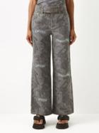 Ganni - X Ahluwalia Upcycled-denim Wide-leg Jeans - Womens - Black