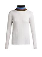 Matchesfashion.com Proenza Schouler Pswl - Striped Roll Neck Cotton Sweater - Womens - Ivory Multi