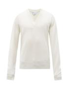 Mens Rtw Bottega Veneta - V-neck Wool-blend Sweater - Mens - Cream