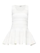 Matchesfashion.com Alexander Mcqueen - Peplum-hem Boucl-knitted Top - Womens - Ivory