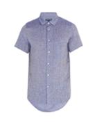 Matchesfashion.com Frescobol Carioca - Point Collar Short Sleeved Linen Shirt - Mens - Blue