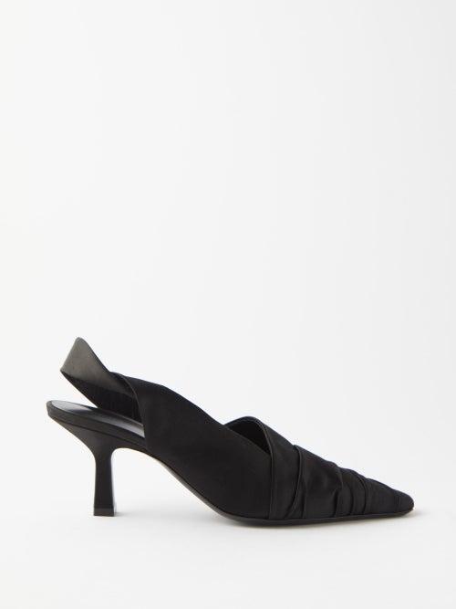 Khaite - Water 65 Sateen Slingback Pumps - Womens - Black