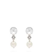 Miu Miu Double Crystal And Pearl Drop Earrings