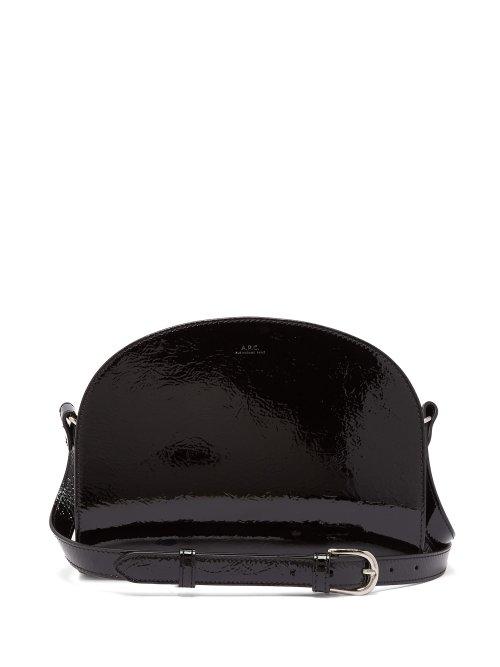 Matchesfashion.com A.p.c. - Half Moon Crinkled Patent Leather Cross Body Bag - Womens - Black