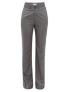 Matchesfashion.com Balenciaga - Checked High Rise Wool Blend Trousers - Womens - Grey Multi