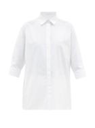 The Row - Elada Cropped-sleeve Poplin Shirt - Womens - White