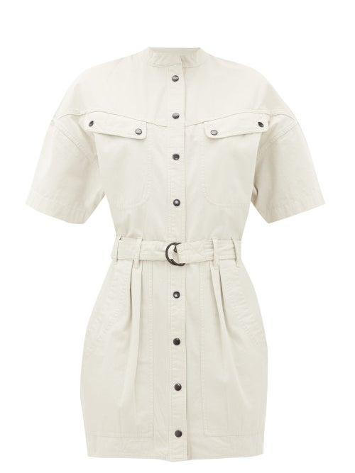 Matchesfashion.com Isabel Marant Toile - Zolina Belted Cotton Shirt Dress - Womens - Ivory