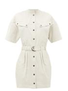 Matchesfashion.com Isabel Marant Toile - Zolina Belted Cotton Shirt Dress - Womens - Ivory