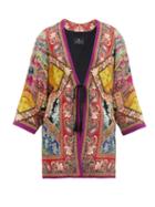 Matchesfashion.com Etro - Cord-waist Paisley-print Georgette Jacket - Womens - Pink Multi