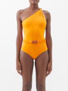 Johanna Ortiz - Native One-shoulder Belted Swimsuit - Womens - Mid Orange