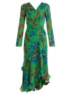 Matchesfashion.com Etro - Floral Print V Neck Silk Dress - Womens - Green Print