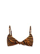 Matchesfashion.com Mara Hoffman - Carla Tiger-jacquard Bikini Top - Womens - Brown Print
